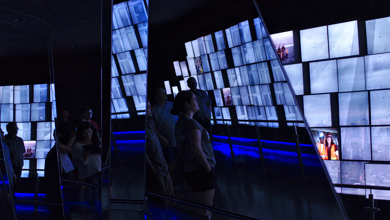 Visitors enjoying a presentation on top of the One World Trade Center, New York City.